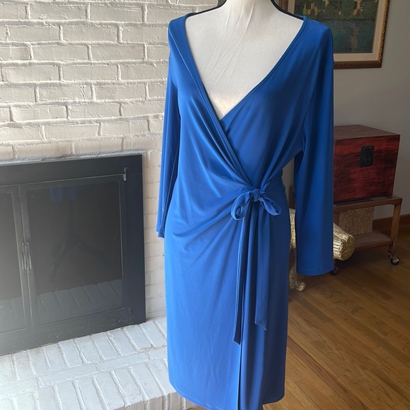 ANN TAYLOR WRAP DRESS | ROYAL BLUE - Picture 1 of 9